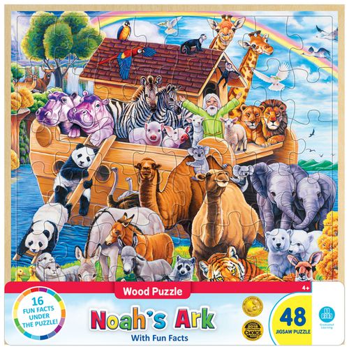 Wood Fun Facts - Noah's Ark 48 Piece Wood Jigsaw Puzzle - Multicolor