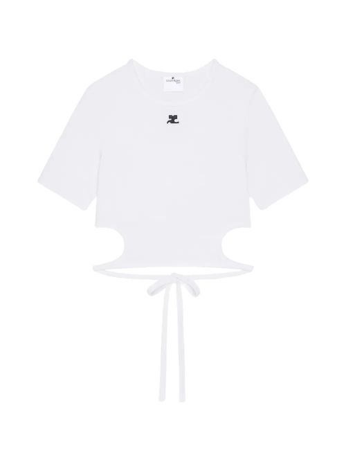 Ribbon Cut Out Contrast T-Shirt
