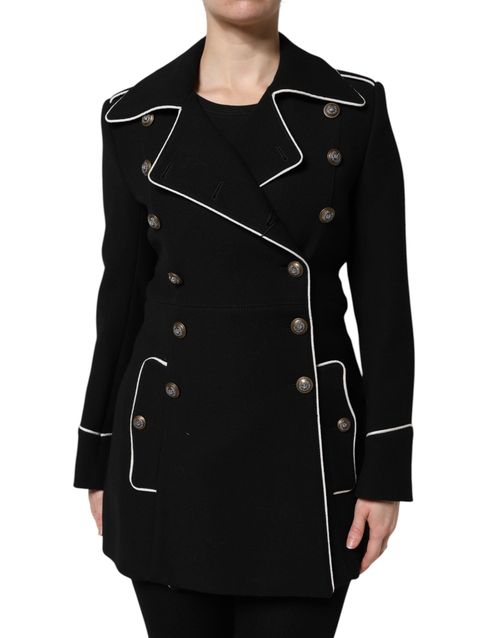 Double-Breasted Wool Blazer — Black