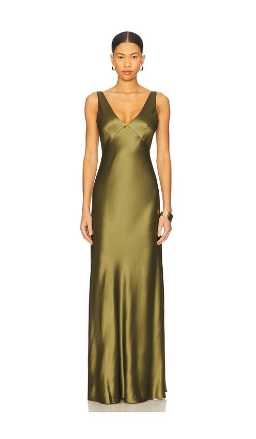 Cami nyc vestido largo sinclaire en color verde oliva  XXS  también en L, M, S