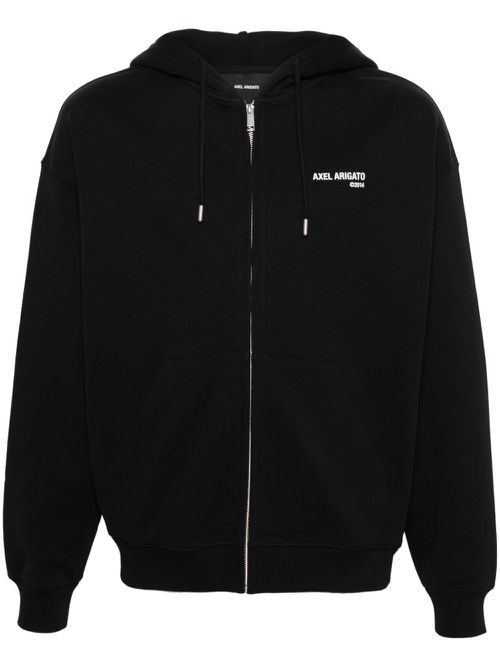 Logo-print zip-fastening hoodie - Black