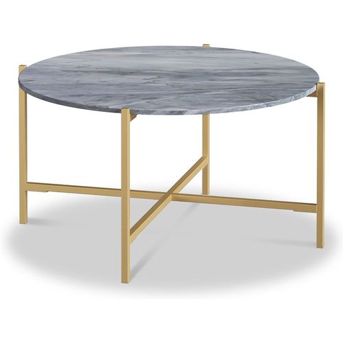 Pimlico Marble Round Coffee Table with Gold Frame | White or Grey Top