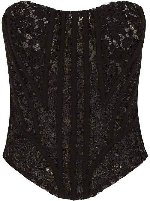 Lace panelled corset-top - Black