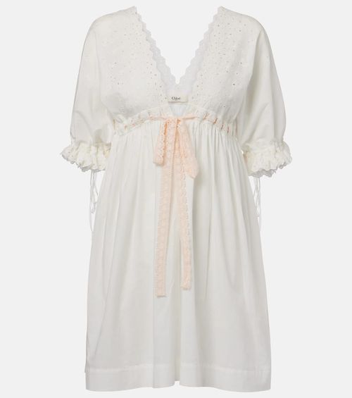 Chloé Broderie anglaise cotton-blend minidress