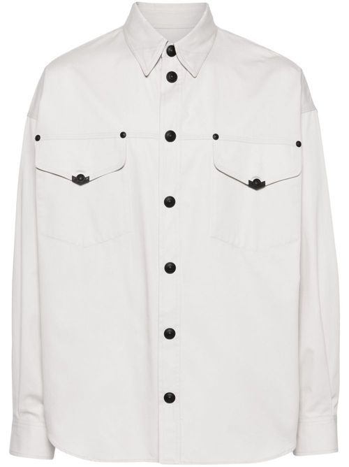 Press-stud cotton shirt - Grey