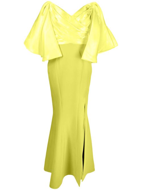 Off-shoulder long dress - Green
