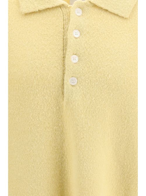 Brushed Knit Polo Sweater — Yellow