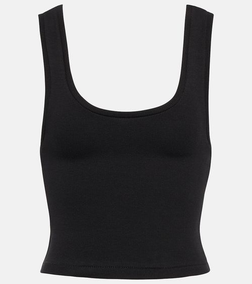 Ribbed-knit cotton-blend tank top