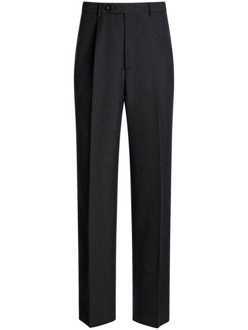 Pleated wool chino trousers - Grey