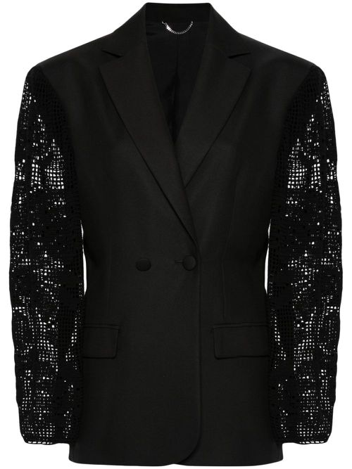 Crochet-panel blazer - Black