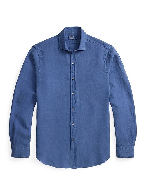 Men's Slub Linen Button-Front Shirt - Night Navy
