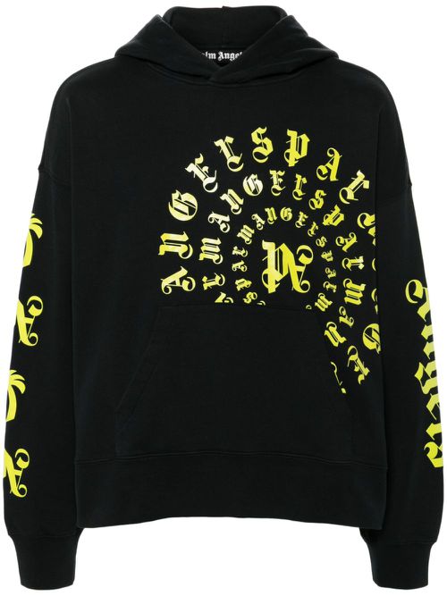 Logo-print cotton hoodie - Black