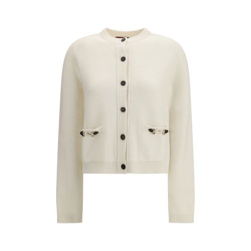 Wool and Cashmere with Horsebit Detail Cardigan — Beige