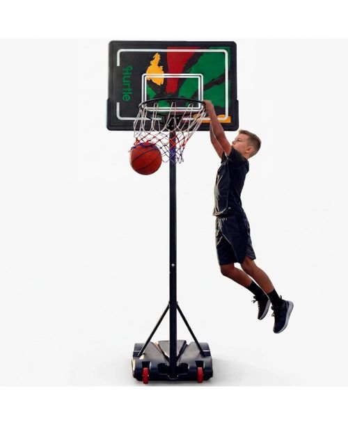 Kids Portable Basketball Hoop â Adjustable Indoor Outdoor Basketball Goal with Wheels and Backboard for Kids Play