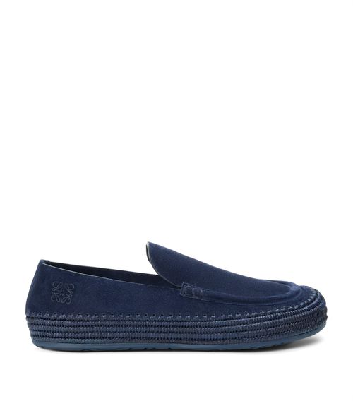 X Paula's Ibiza Suede-Raffia Rio Loafers