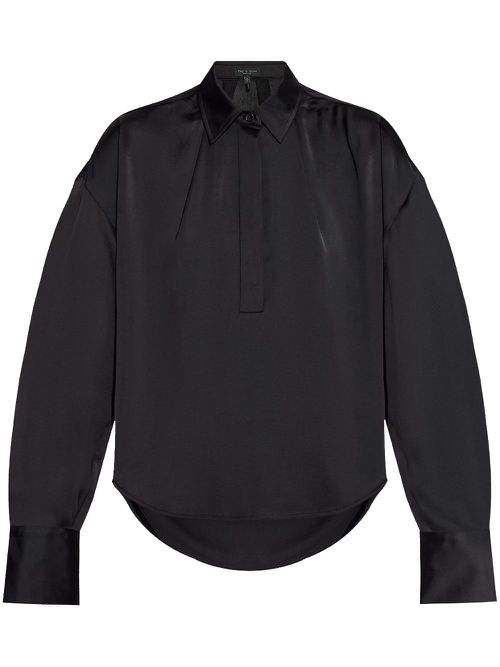Long-sleeve polo top - Black