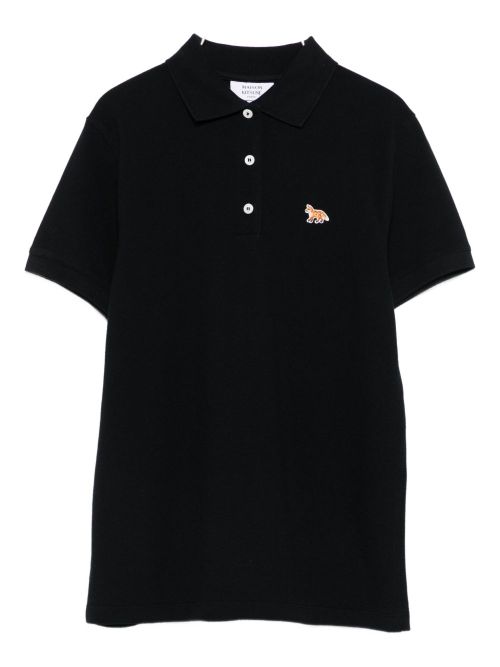 Baby Fox Embroidered Polo Shirt — black