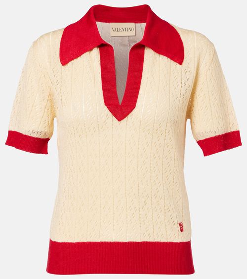 Linen-blend polo sweater