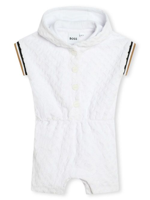 Stripe-trim jacquard bodysuit - White