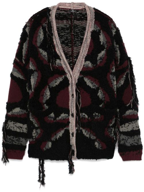 Distressed-effect cardigan - Black