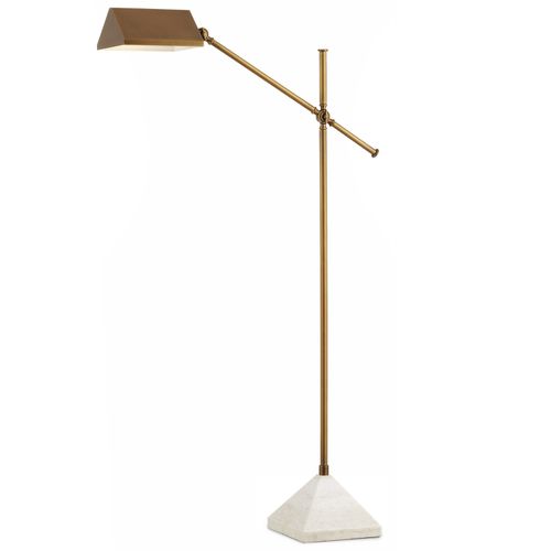 Antique Brass White Floor Lamp from the Repertoire Collection