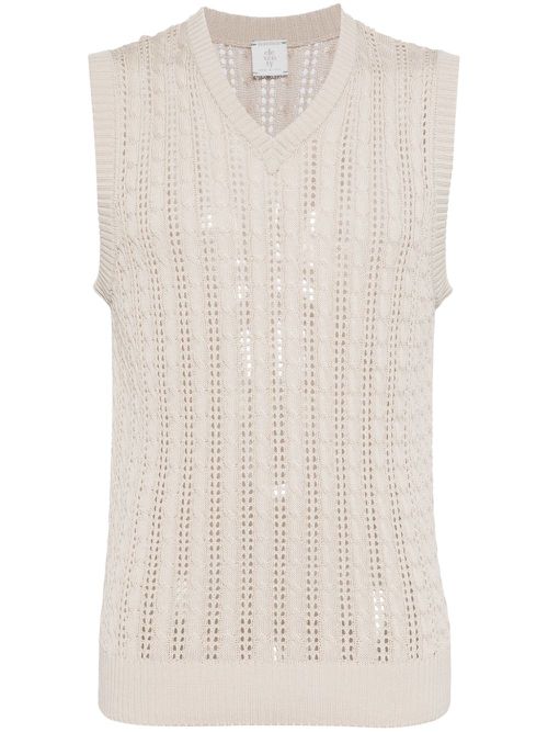 Knitted cotton vest - Neutrals