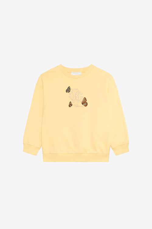 Yellow Sweatshirt With Rc Monogram And Butterflies