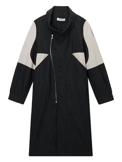 Panelled zip-front coat - Black