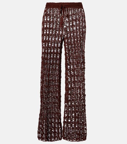 Crochet cotton wide-leg pants
