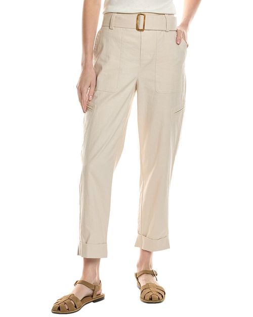 Belted Linen-Blend Pant