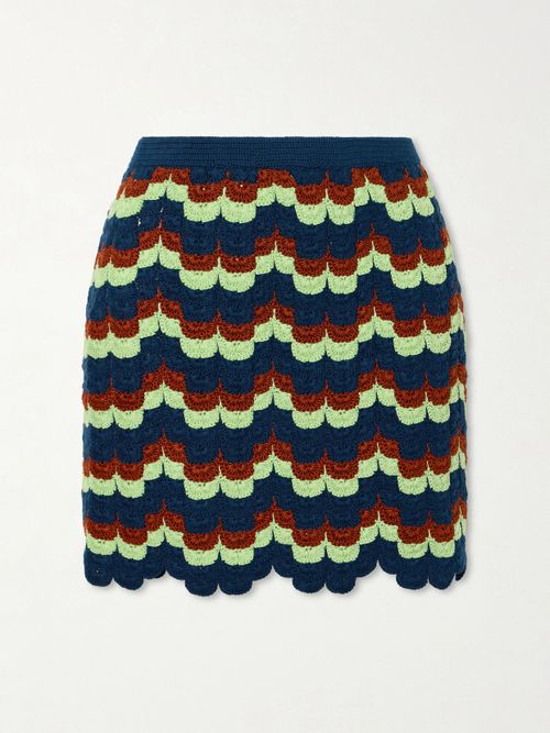 Alba Crocheted Cotton Mini Skirt - Blue