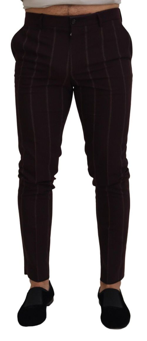 Striped Wool Trousers — Brown