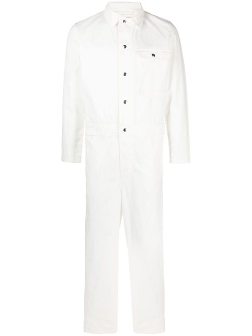 Long-sleeve cotton jumpsuit - White