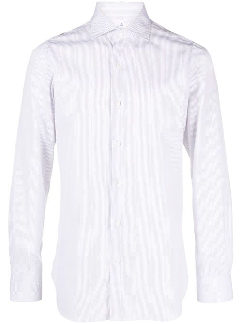 Striped long-sleeve cotton shirt - White