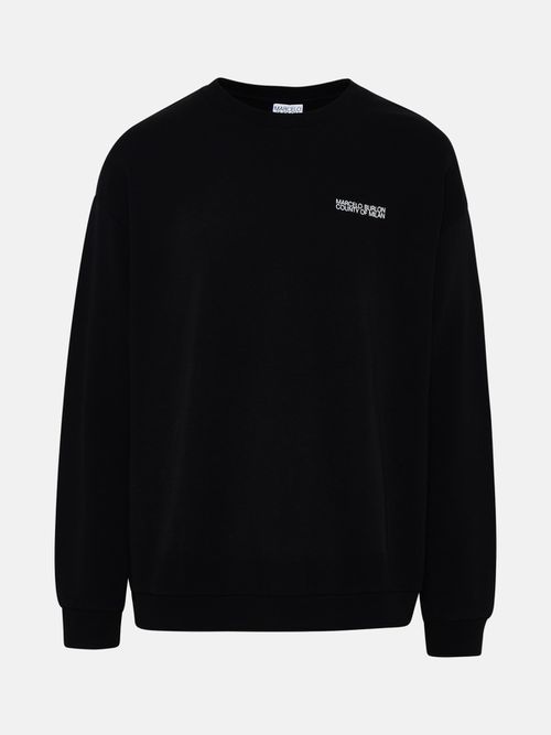 Black Cotton Tempera Cross Sweater