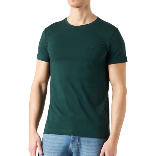 Tommy Hilfiger 10839 Mens T Shirts Crew Neck Short Sleeve Summer New Cotton Tee - Forest Green - Size Large