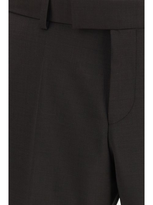 Double-Breasted Merino Wool Pant Suit — Brown