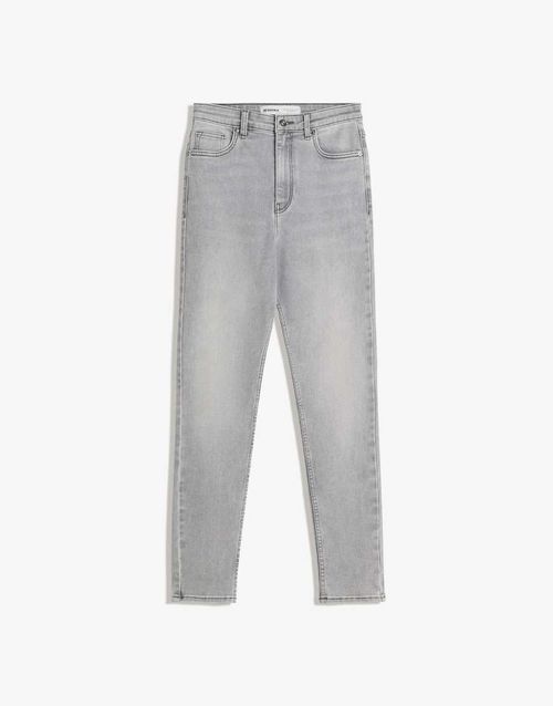 Super high-waist soft skinny jeans in light grey