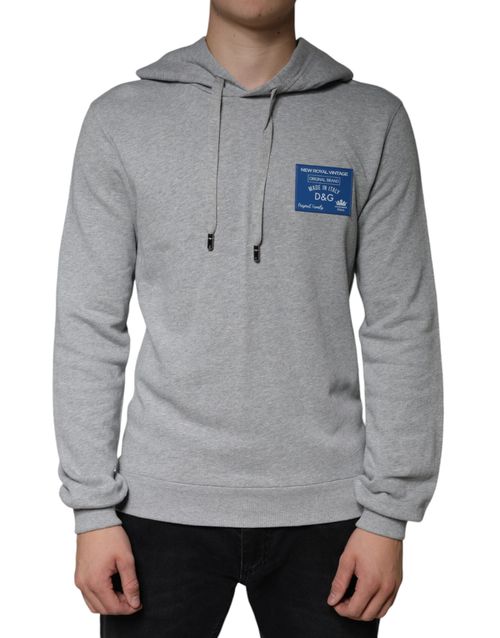 Logo-Patch Cotton Hoodie — Gray