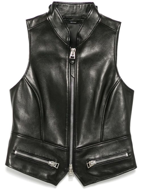 Leather waistcoat - Black