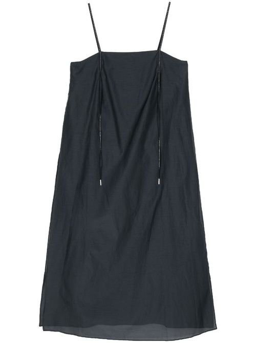 Semi-Sheer Cotton-Silk Blend Tank Top — Navy