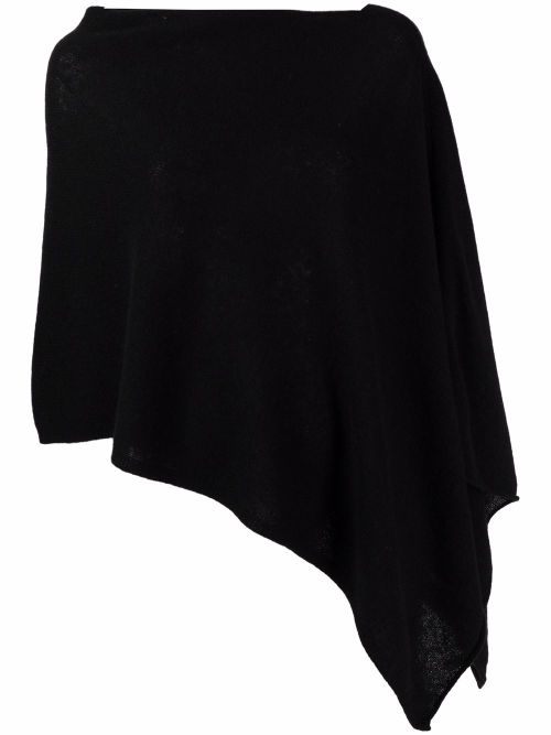 Asymmetric draped cashmere poncho - Black