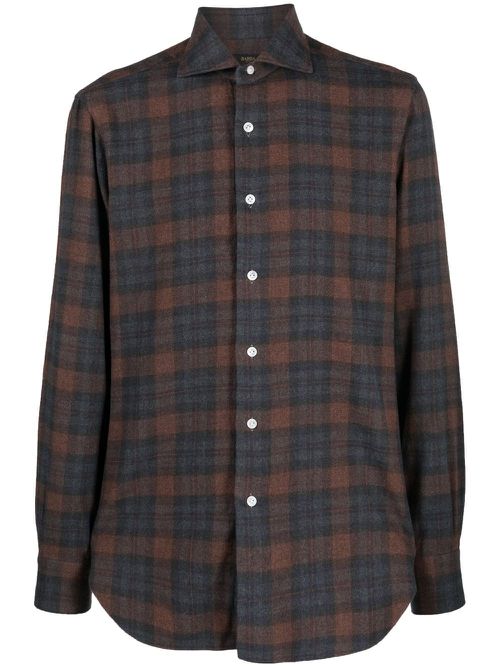 Check-print button-up shirt - Blue