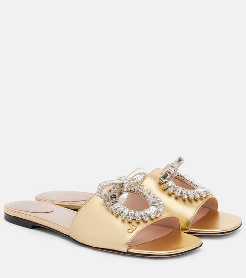 Adamantine embellished leather slides