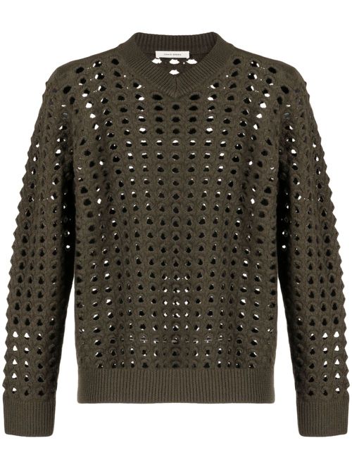 Long-sleeve perforated sweatshirt