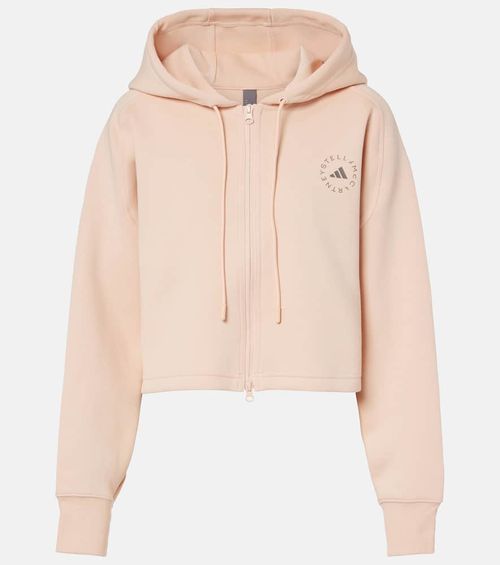 Cropped cotton-blend hoodie