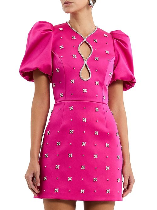 Women's Saskia Embellished Balloon-Sleeve Minidress - Hot Pink