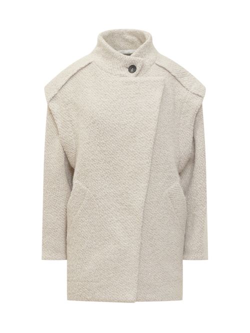 Off White Mock Collar Trench Coat