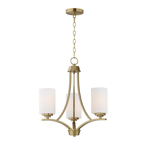 Satin Brass Three Light Chandelier from the Deven Collection
