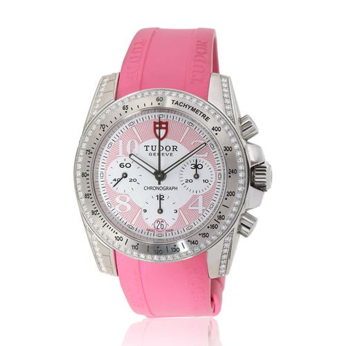 Pre-owned Grantour Chronograph Automatic Diamond Pink Dial Ladies Watch 20310